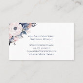 Monogram Navy Blauw Roze Bloemendames Visitekaartje (Achterkant)