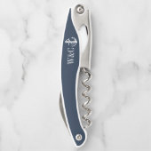 Monogram Navy Blauw Scheepsanker Kurkentrekker (Achterkant)