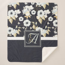 Monogram Navy Blauw Witte Bloemendecor Anemone