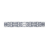 Monogram Navy Blauwe Bloemendamask Uitnodigingen Wikkel (Vlak)
