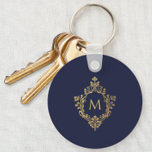 Monogram Navy Blauwe Elegante Nep Gouden Initialen