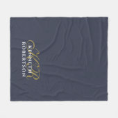 Monogram Navy Blauwe Goud Witte Minimalistische Ma Fleece Deken (Voorkant (Horizontaal))