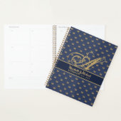 Monogram Navy Blauwe Gouden Kroon Koning Koningin Planner (Display)