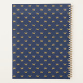 Monogram Navy Blauwe Gouden Kroon Koning Koningin Planner (Achterkant)