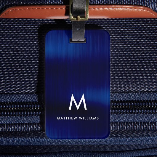 Monogram Navy Blauwe Nep Metaal Stalen Gestileerde Bagagelabel