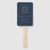 Monogram Navy Blauwe Roos Foto Afstuderen Handwaaier (Achterkant)