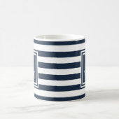 Monogram Navy Blauwe Streep Zeevaart Anker Koffiemok (Center)
