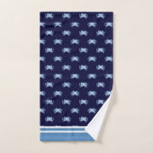 Monogram Navy Blauwe Waterverf Krab Nautical Bad Handdoek (Handdoek)