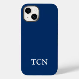 Monogram Navy Blauwe Witte Minimalistische Moderne Case-Mate iPhone 14 Hoesje