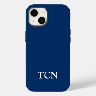 Monogram Navy Blauwe Witte Minimalistische Moderne Case-Mate iPhone 14 Hoesje