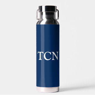 Monogram Navy Blauwe Witte Trendy Cadeau voor Hem Waterfles