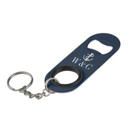 Monogram Navy Blauwe Zeeanker Sleutelhanger B Mini Flessenopener