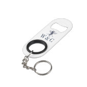 Monogram Navy Blauwe Zeepaard Zeevaart Mini Flessenopener (Achterkant Gekanteld)
