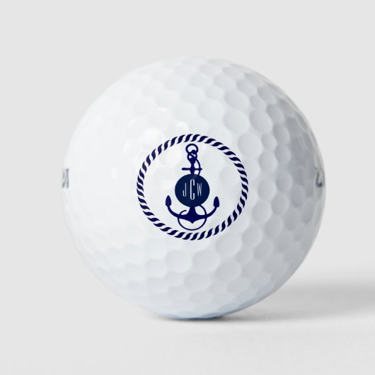 Monogram Navy Blauwe Zeevaart Bootanker Golfballen (Voorkant)