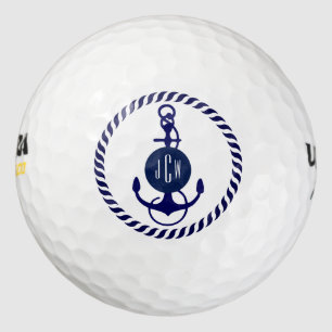 Monogram Navy Blauwe Zeevaart Bootanker Golfballen