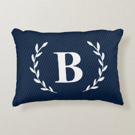 Monogram Navy Blue Accent Pillow Accent Kussen