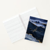 Monogram Navy Blue Agate Geode Gold Script Notitieboek (Binnen)