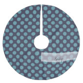 Monogram Navy Blue Baby Blue Polka Dot Pattern Kerstboom Rok (Voorkant)