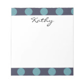 Monogram Navy Blue Baby Blue Polka Dot Pattern Notitieblok (Voorkant)
