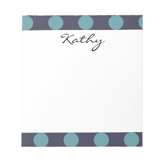 Monogram Navy Blue Baby Blue Polka Dot Pattern Notitieblok (Voorkant)