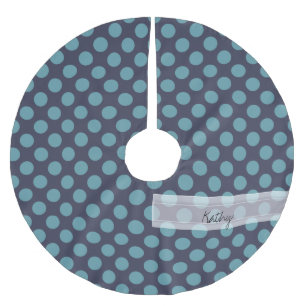 Monogram Navy Blue Baby Blue Polka Pattern Kerstboom Rok
