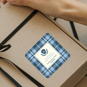 Monogram Navy Blue Baby Boy Shower Dank u Vierkante Sticker