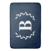 Monogram Navy Blue Bath Mat (Voorkant Verticaal)
