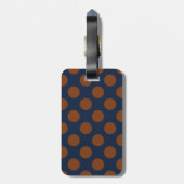 Monogram Navy Blue Brown Chic Polka Dot Pattern Bagagelabel (Achterkant verticaal)