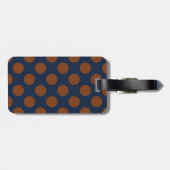 Monogram Navy Blue Brown Chic Polka Dot Pattern Bagagelabel (Achterkant horizontaal)