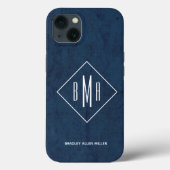 Monogram Navy Blue Case-Mate iPhone Case (Achterkant)