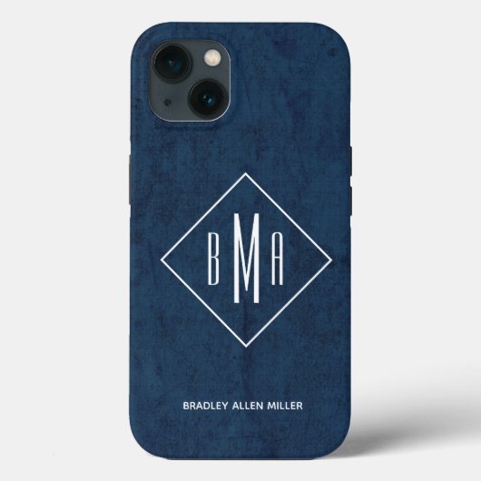 Monogram Navy Blue Case-Mate iPhone Case (Achterkant)
