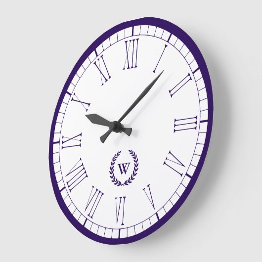 Monogram Navy Blue Classic Wall klok (Hoek)