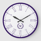 Monogram Navy Blue Classic Wall klok (Voorkant)