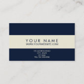 Monogram Navy Blue & Cream Stripe Visitekaartje (Achterkant)