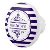 Monogram Navy Blue Elegant Nautical Ceramic Knob. Keramische Knop (Rechts)