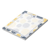 Monogram Navy Blue en Gold Floral Notitieblok (Linkerzijde)