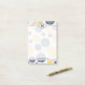 Monogram Navy Blue en Gold Floral Post-it® Notes (Op bureau)