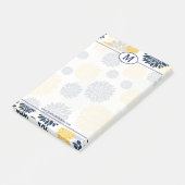 Monogram Navy Blue en Gold Floral Post-it® Notes (Schuin)