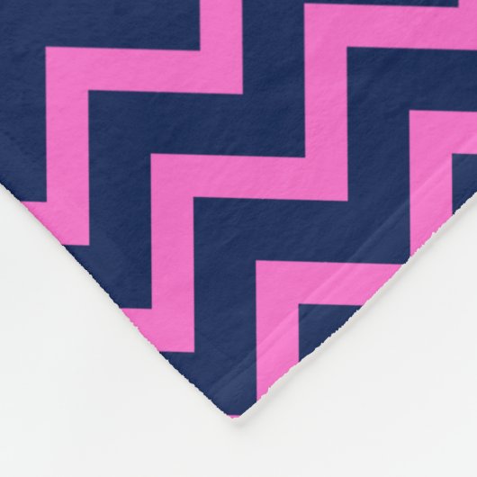 Monogram Navy-Blue en roze zigzagchevron Fleece Deken (Hoek)