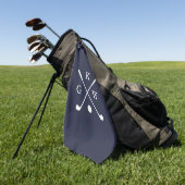 Monogram Navy Blue en White Golf Clubs Golfhanddoek (Groen)