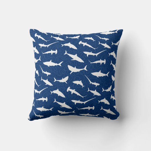 Monogram Navy Blue en witte haai Kussen (Achterkant)