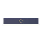 Monogram Navy Blue Faux Gold Elegant Crest Uitnodigingen Wikkel (Vlak)