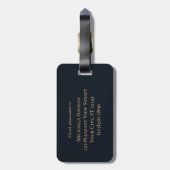 Monogram Navy Blue Gold Agate Geode Stylish Bagagelabel (Achterkant verticaal)