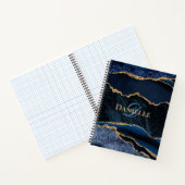 Monogram Navy Blue Gold Agate Notitieboek (Binnen)