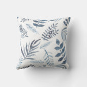 Monogram Navy Blue Gold Botanical Leaves Ferns Kussen (Achterkant)