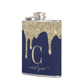 Monogram Navy Blue Gold Glitter Drivers Heupfles (Links)