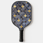 Monogram Navy Blue Gold Glitter Mermaid Scales Pickleball Paddle (Achterkant)