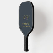 Monogram Navy Blue Gold Name Minimalist Men  Pickleball Paddle (Links)