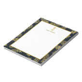 Monogram Navy Blue Gold Pineapple Notitieblok (Linkerzijde)