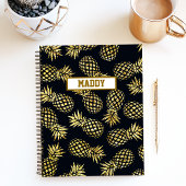 Monogram Navy Blue Gold Pineapple Notitieboek